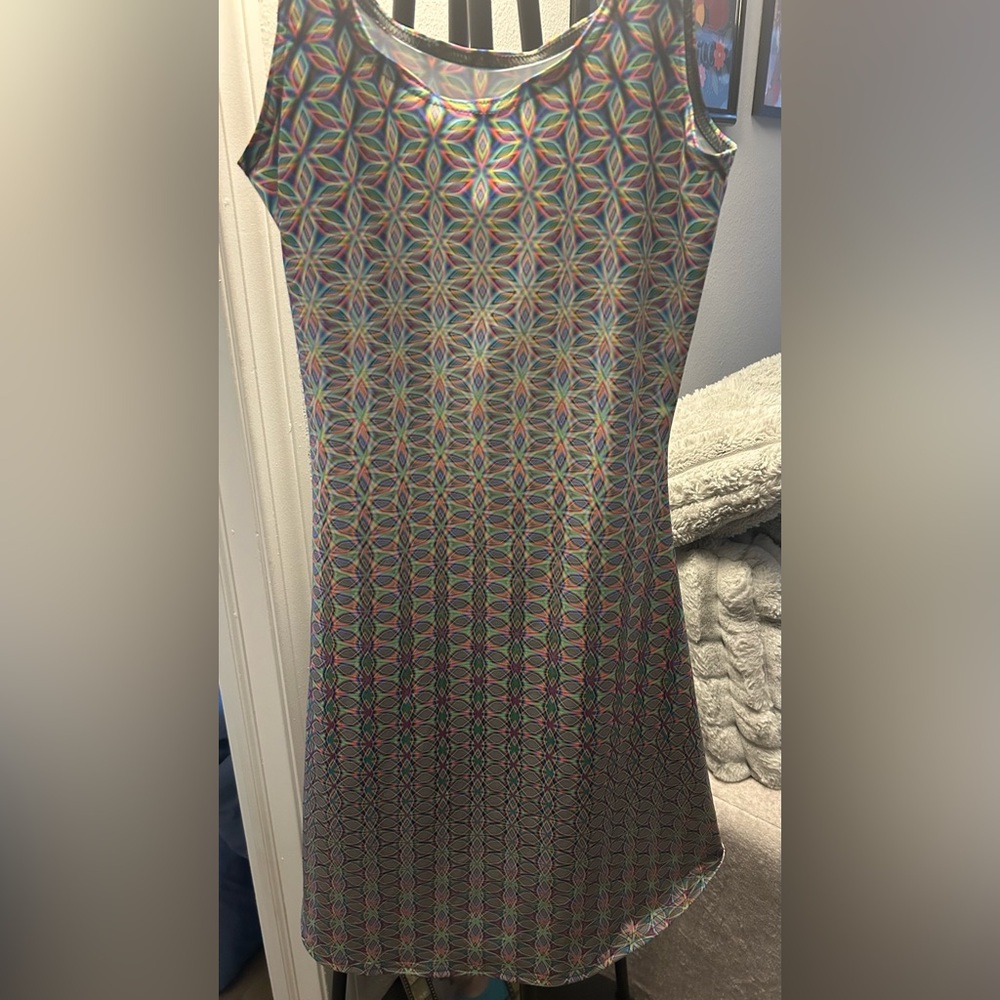 Geometric Skater Raver Dress - Multicolor small
